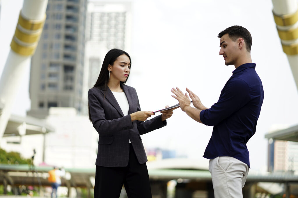 Customer with a pushy sales rep.